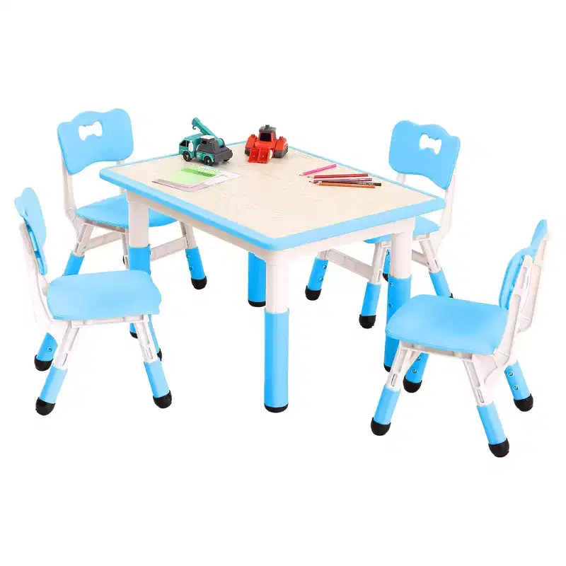 COZONY 5-Piece Kids Table and Chairs Set, Height Adjustable Toddler Activity Table with 4 Chairs , Arts & Crafts Playroom Table for Home
