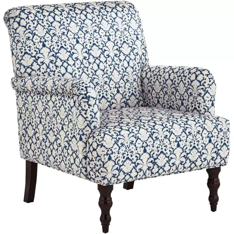 55 Downing Street Nottingham Blue and White Fabric Arm Chair