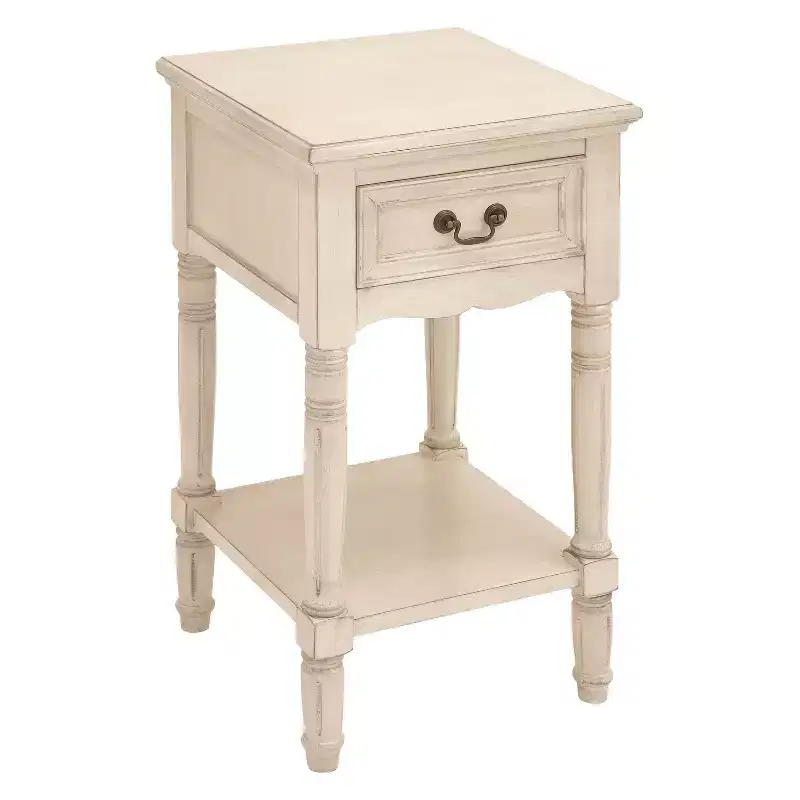 Traditional Wood Accent Table Ivory