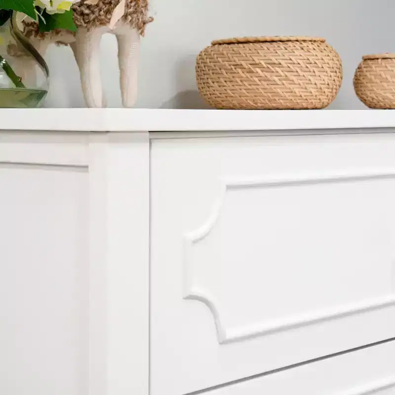Solid Pine Wood 3-Drawer Dresser with Crystal Knobs 18''W x 35.5''D x 34''H White
