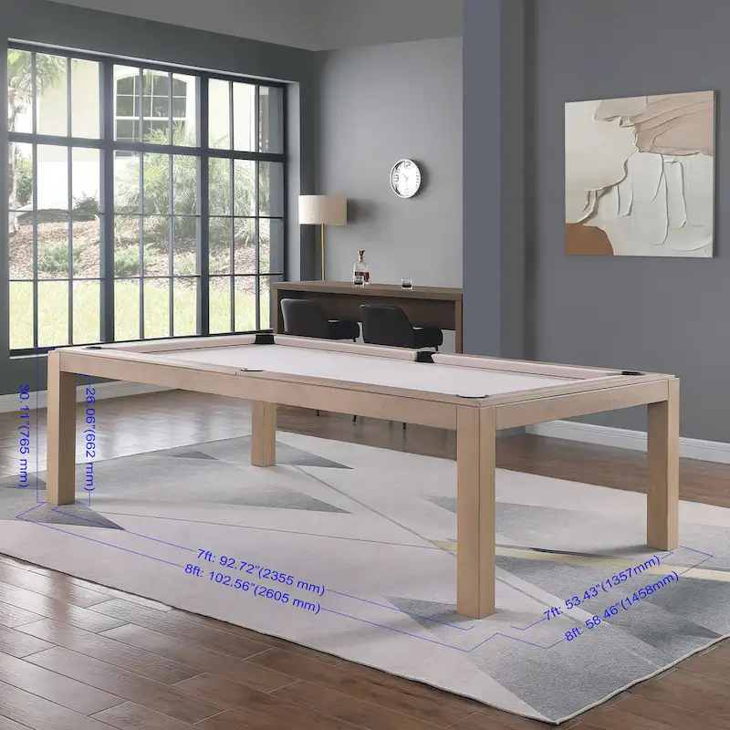 Olivia 8ft Driftwood Ash Billiard Slate Pool Table with Dining Top