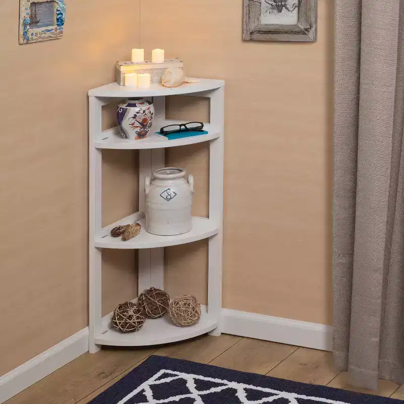 HomeStock 65 H. White MDF (Medium-Density Fiberboard) Book Racks 4 with Tier Shelves