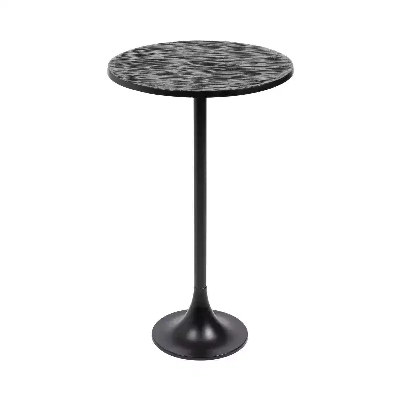 Black & Gold Round Metal Accent Side Table, 1-Person