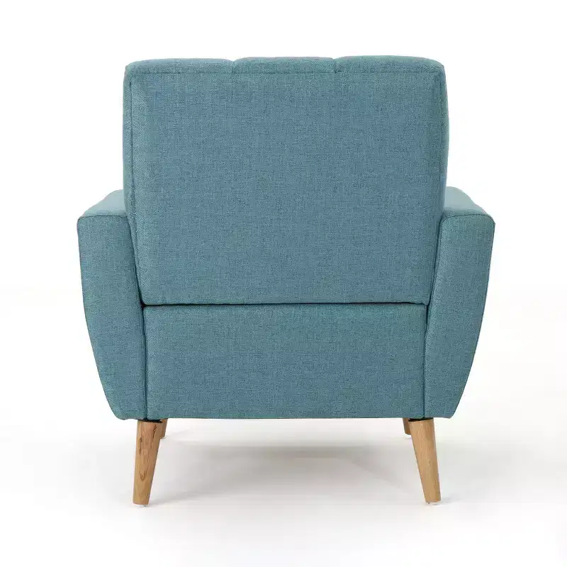 Mid-Century Fabric Button Tufted Club Chair with Channel Stitching