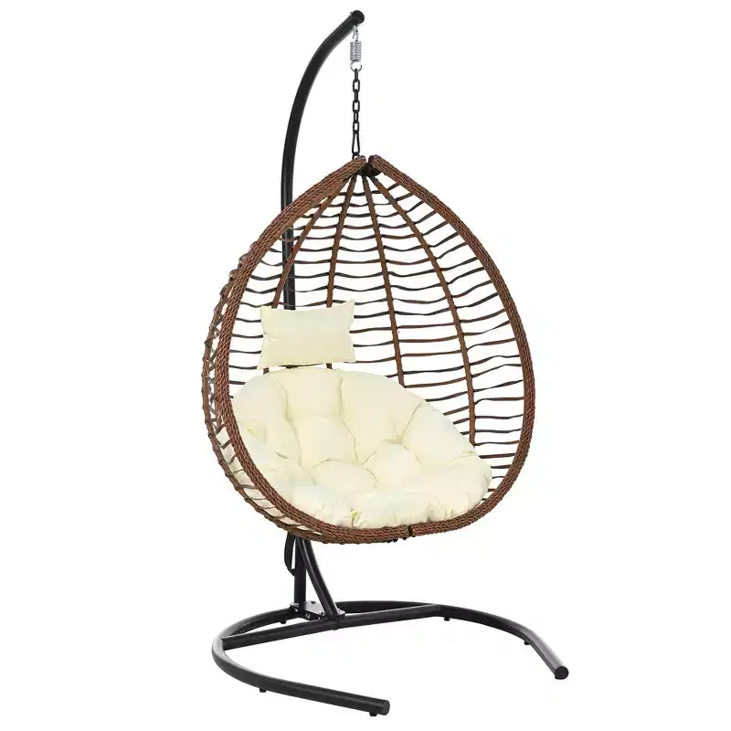 Whisen Hanging Hammock Chair with Stand, Egg Swing Chair with Iron Frame and Cushion & Headrest