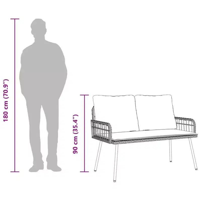 vidaXL Garden Bench Anthracite 44.88 x 25.20 x 35.43 in Steel