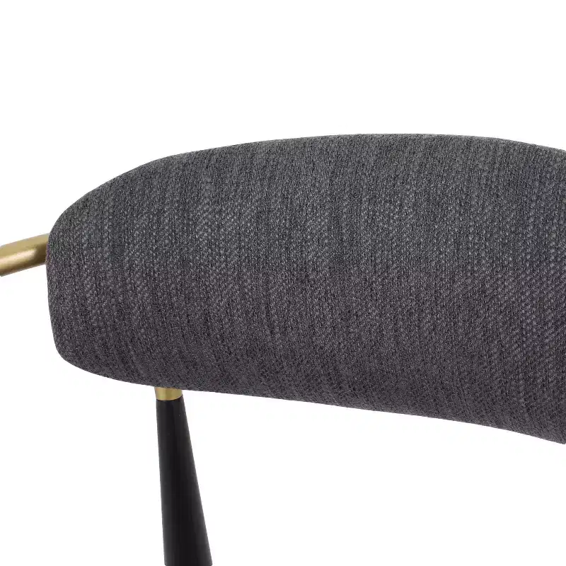 Okak Set of 2 Modern Dining Chairs, Fabric Dining Room Chairs, Upholstered Kitchen Side Chairs with Curved Backrest & Metal Frame