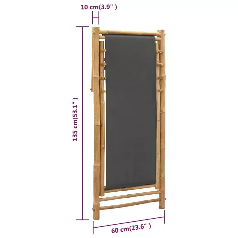 vidaXL Sun Lounger Bamboo Medium Collapsible Folding Sun Lounger
