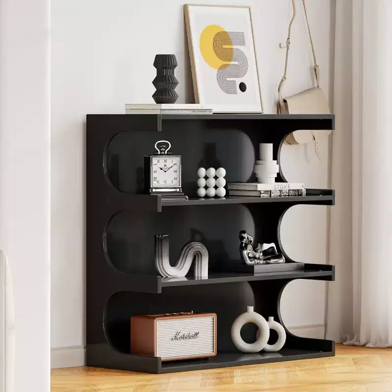Modern 2 In 1 Bookshelf, Minimalist Floor Bookcase with 4-Tier, Display Case for Living Room, Bedroom, Office