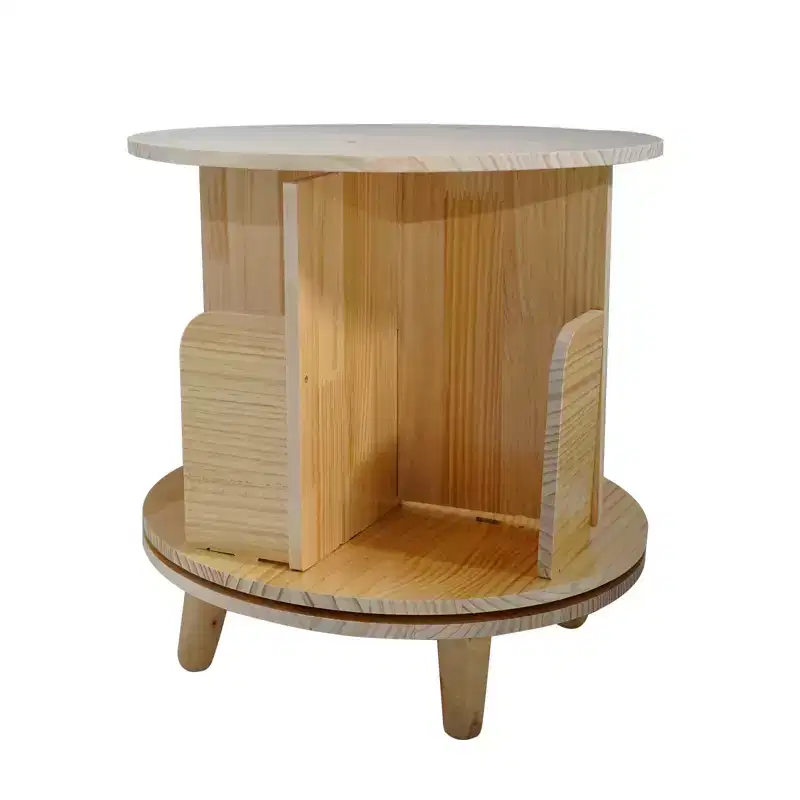 Slickblue 360 Rotating Pine Wood Bookshelf, Round 1/3/4 Tier Freestanding Shelf for Books, Toys, and Decor