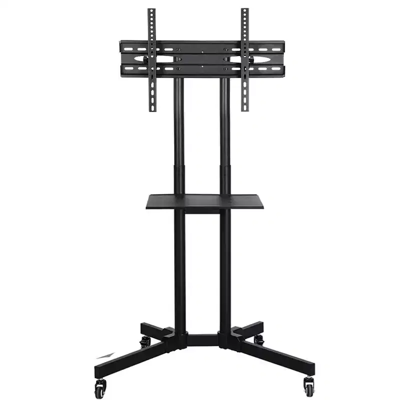 Yaheetech Adjustable Modern Mobile TV Stand TV Cart Black