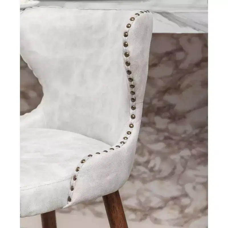 Roundhill Furniture Nevis Mid-century Modern Faux Leather Tufted Nailhead Trim Counter Stool, White, Set of 2