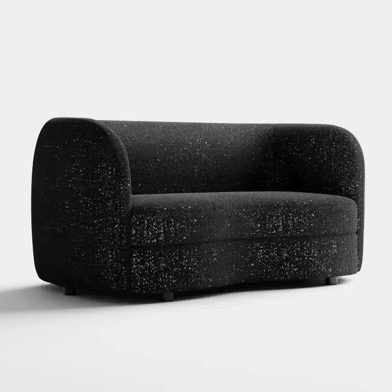 HOMES: Inside + Out 63.75" Pinehush Boho Curved Boucle Fabric Loveseat with Pocket Coil Cushions