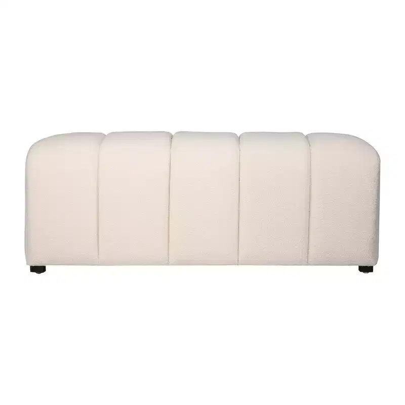 Contemporary Modern Ivory Boucle Upholstered Plush Bench