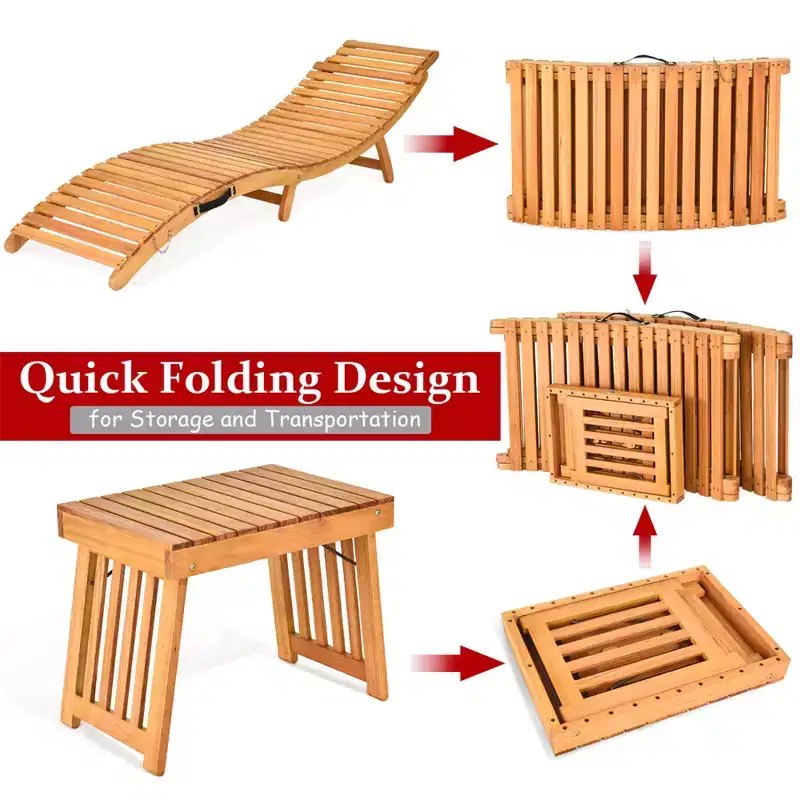 Costway Acacia Wood Rocking Chair Patio Garden Lawn W/ Cushion