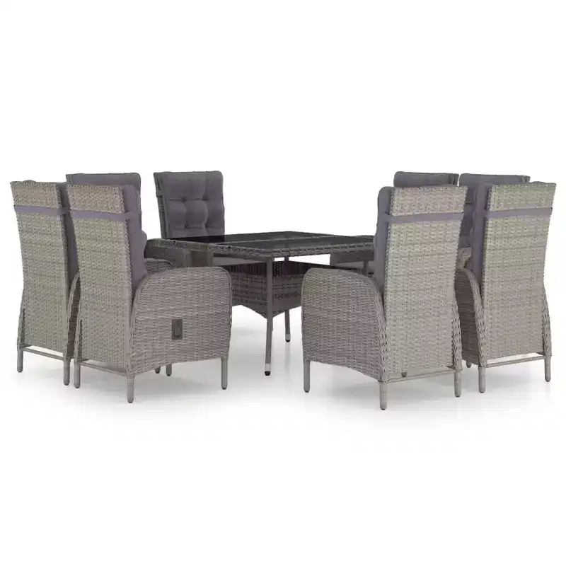 vidaXL Garden Dining Set Grey