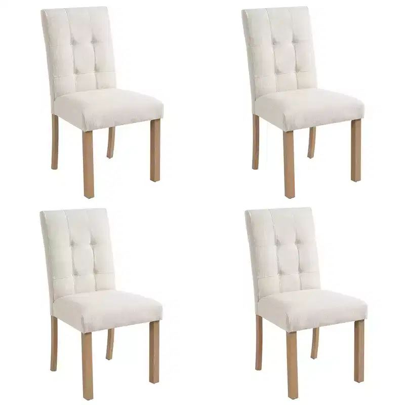 GDFStudio Keller Modern Wooden Dining Chairs with Back and Wood Legs (Set of 4)