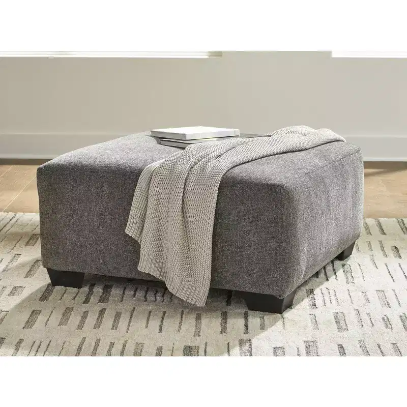 Signature Design by Ashley Revenna Oversized Accent Ottoman, Textured Polyester Upholstery, Greystone