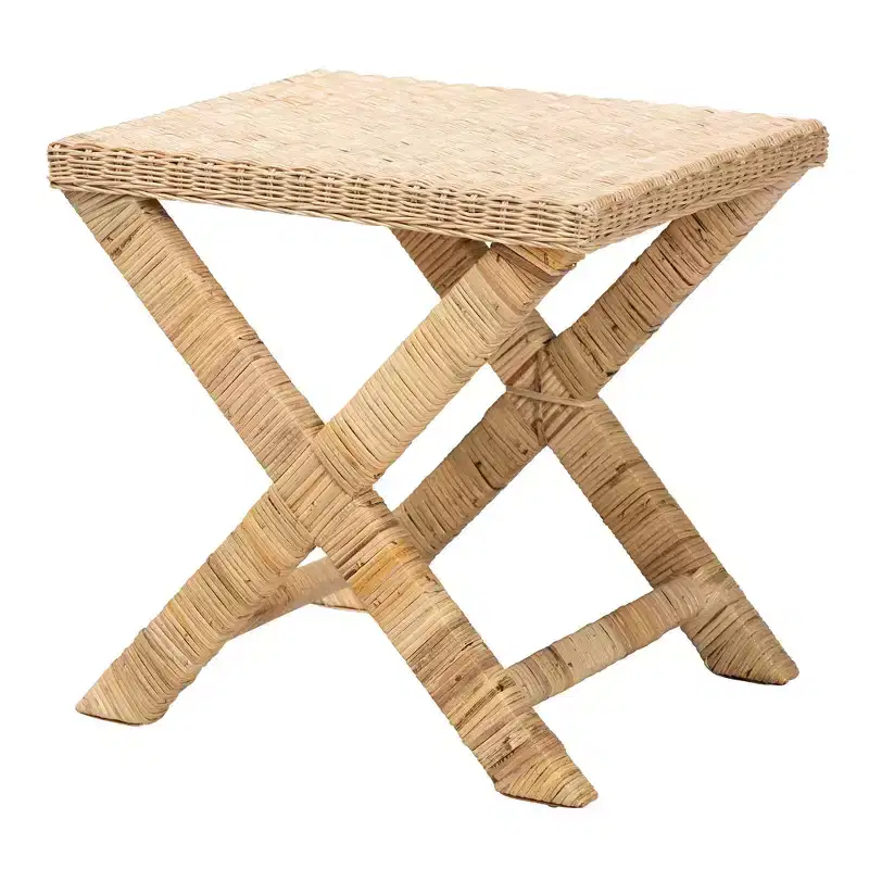 Natural Rattan and Mahogany Accent Bench Brown - bali & pari: Handwoven, No Assembly Required