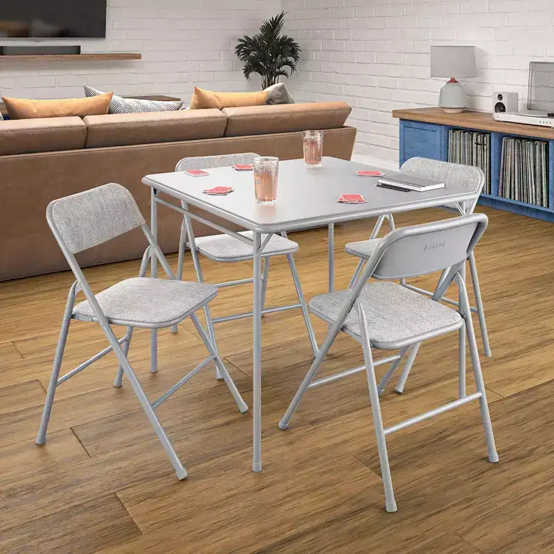 COSCO 5-Piece Folding Fabric Dining Set & 34 Vinyl Card Table