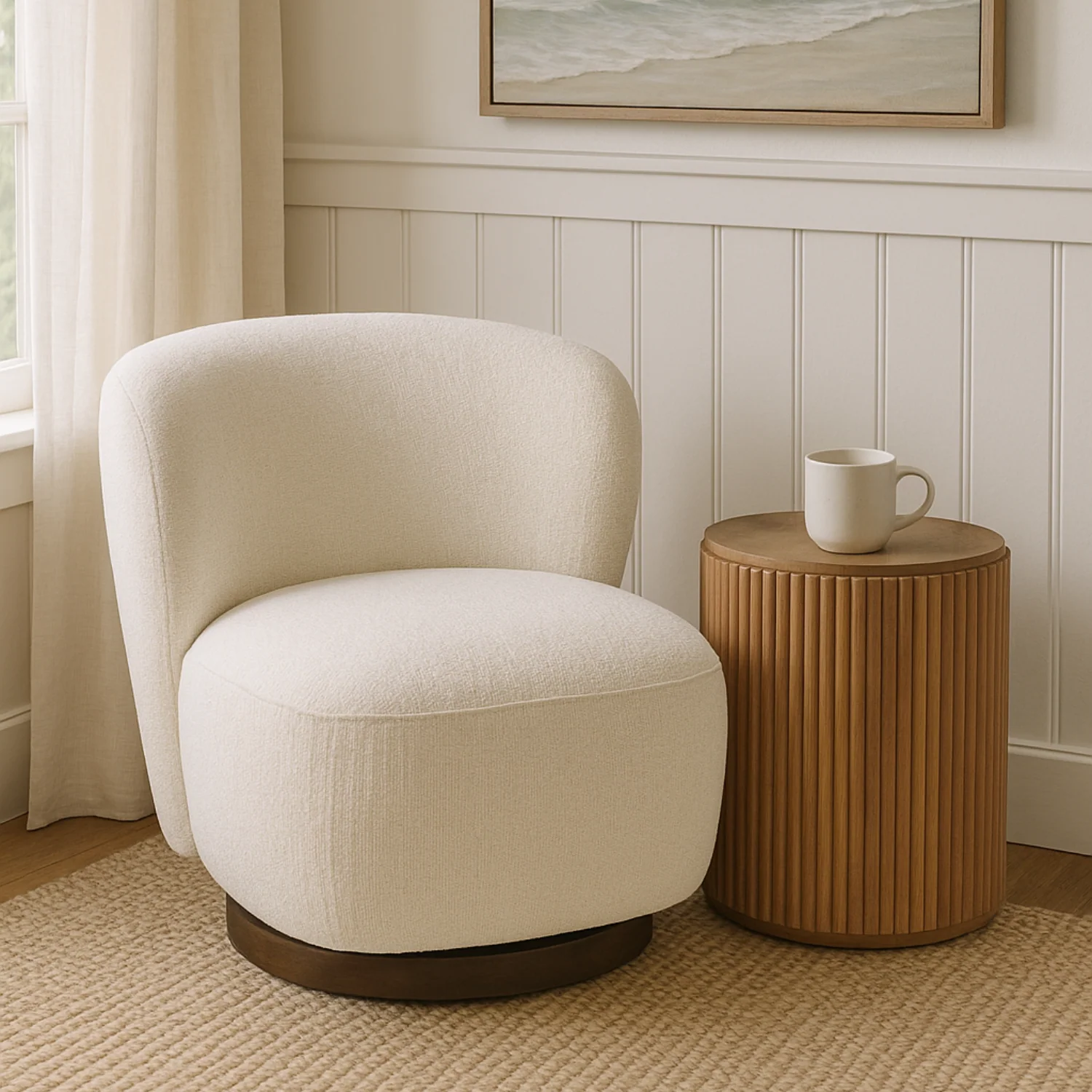 Modern Lounge Chair with Upholstered, Swivel - Living Room