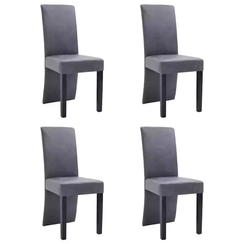 vidaXL Dining Chair Set of 4 Brown Faux suede leather and solid wood