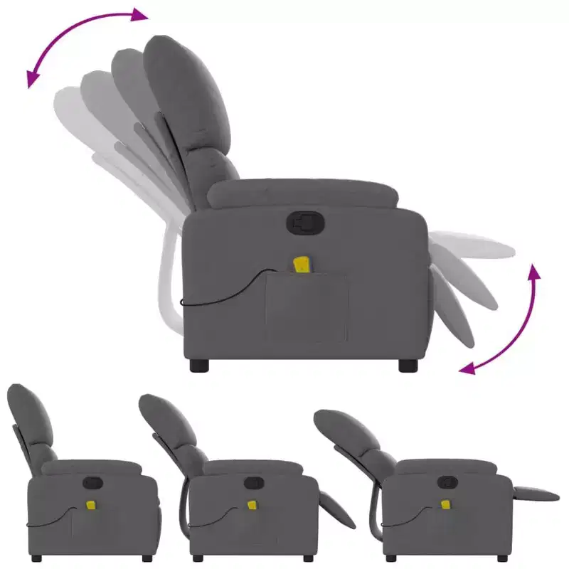 vidaXL Massage Recliner Chair Polyester, Metal, Plywood Single