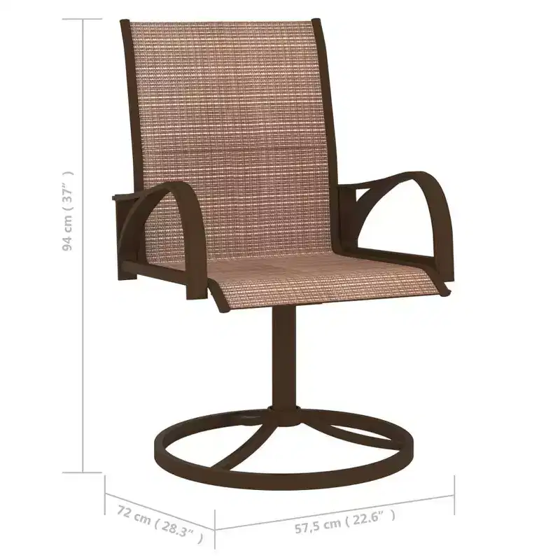 vidaXL 2x Garden Swivel Chairs Textilene and Steel Lounge Seat Gray/Brown