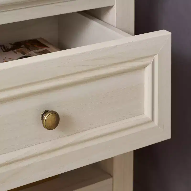 1-Drawer 1-Shelf Nightstand with Gold Pulls, Walnut Finish Bedside Table