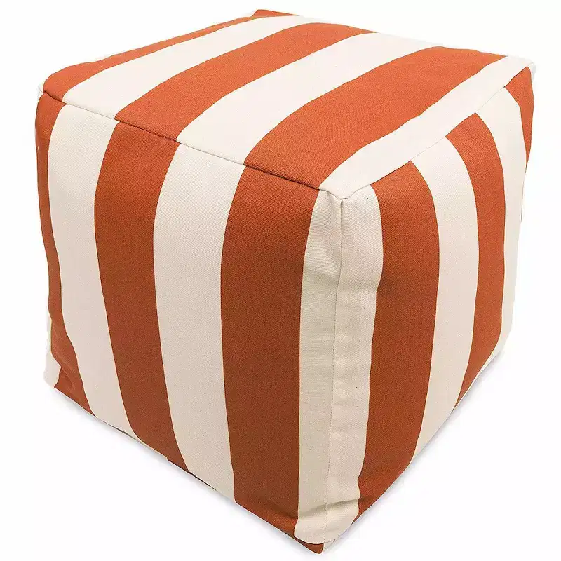 Majestic Home Goods,Cube Pouf Vertical Stripe Burnt