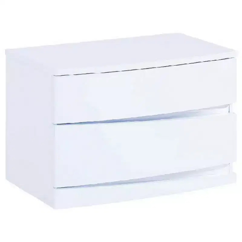 17 White Two Drawers Manufactured Wood Mirrored Nightstand