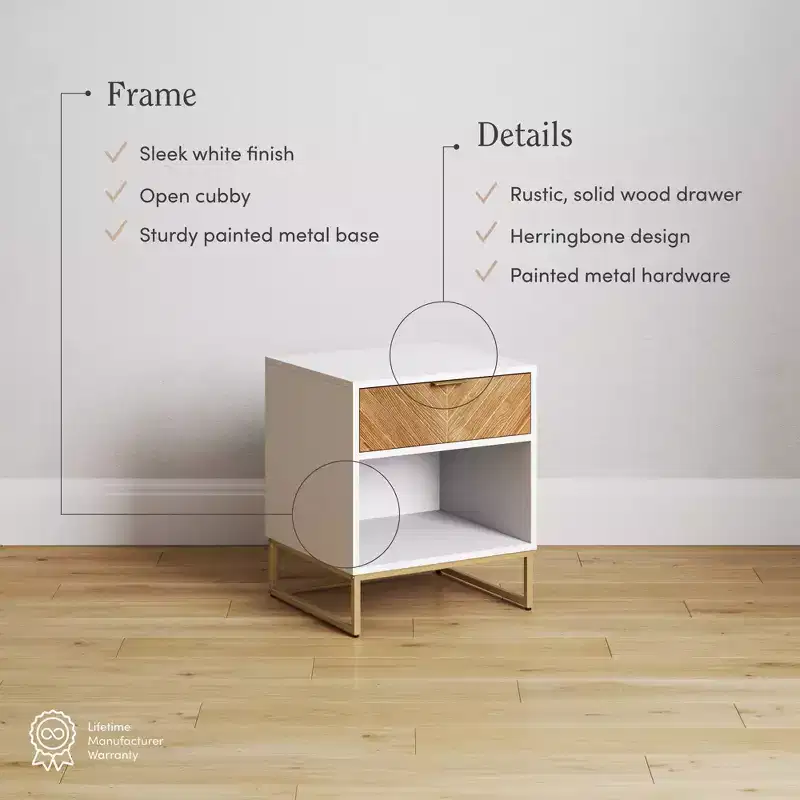 Nathan James Set of 2 Kensi Wood Herringbone Nightstands