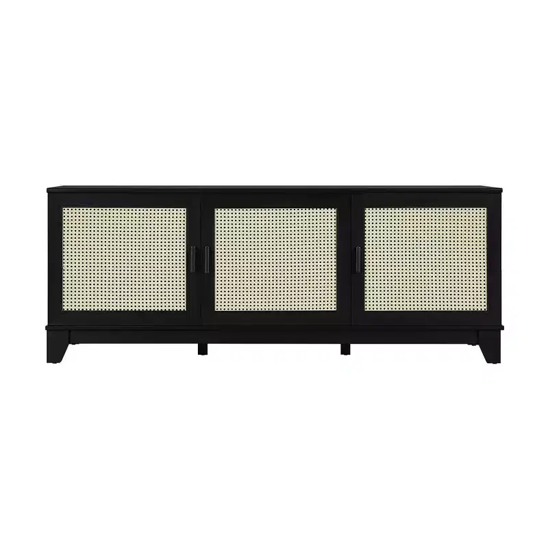 Sheridan Modern 6 Shelf Cane TV Stand for TVs up to 55" - Manhattan Comfort