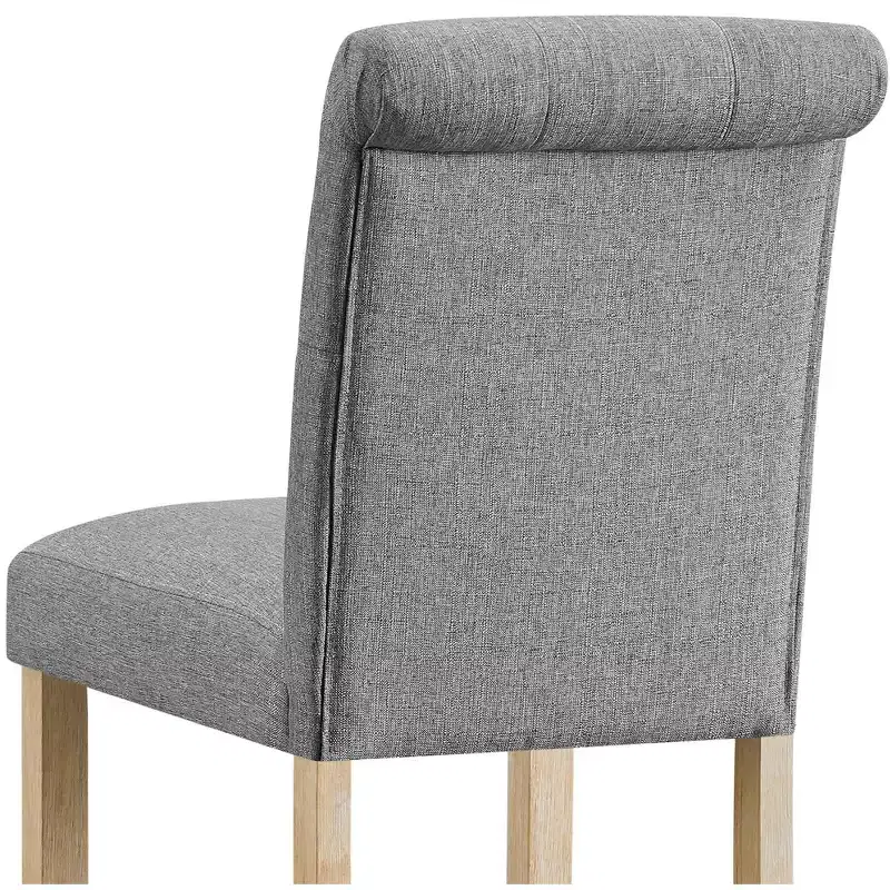 Roundhill Furniture Siena Counter Height Button Tufted Back Solid Wood Stools, Gray, Set of 2