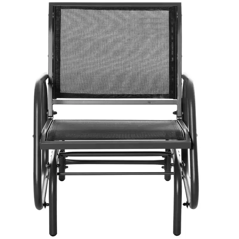 Outdoor Glider Chair, Steel Swing Chai with Curved Armrests for Porch, Garden, Poolside, Balcony