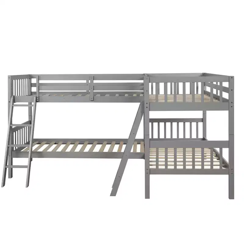 Whisen Twin-Over-Twin L-Shaped Bunk Bed with Ladder