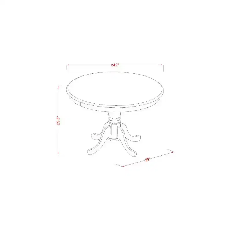 HomeStock Belmont 5 Piece Dining Room Furniture Set Includes a Round Dining Table with Pedestal and 4 Wood Seat Chairs, 42x42 Inch, Linen White