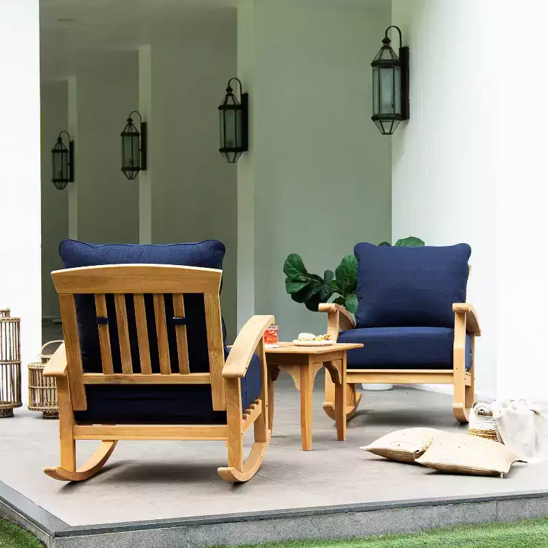 Sonoma Lane Amherst Teak Patio Rocking Chair with Zippered Cushion and Frame