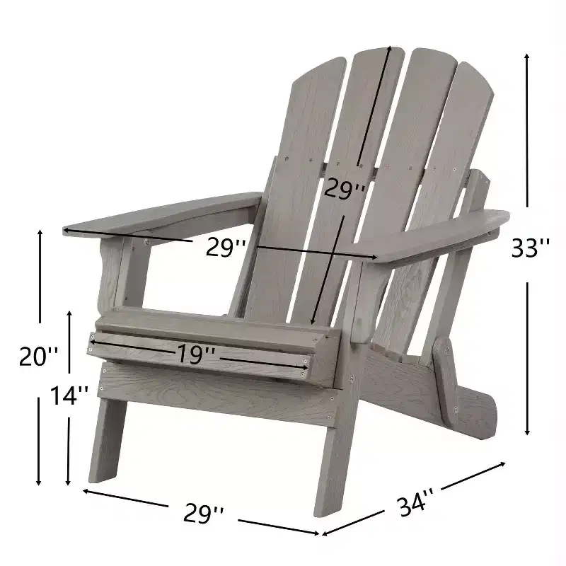 Oversized Embossed Wooden Folding Adirondack Chair with Pre-Assembled Backrest and Seatboard, Hemlock Wood, Weight Capacity 330 lbs for Garden or Deck