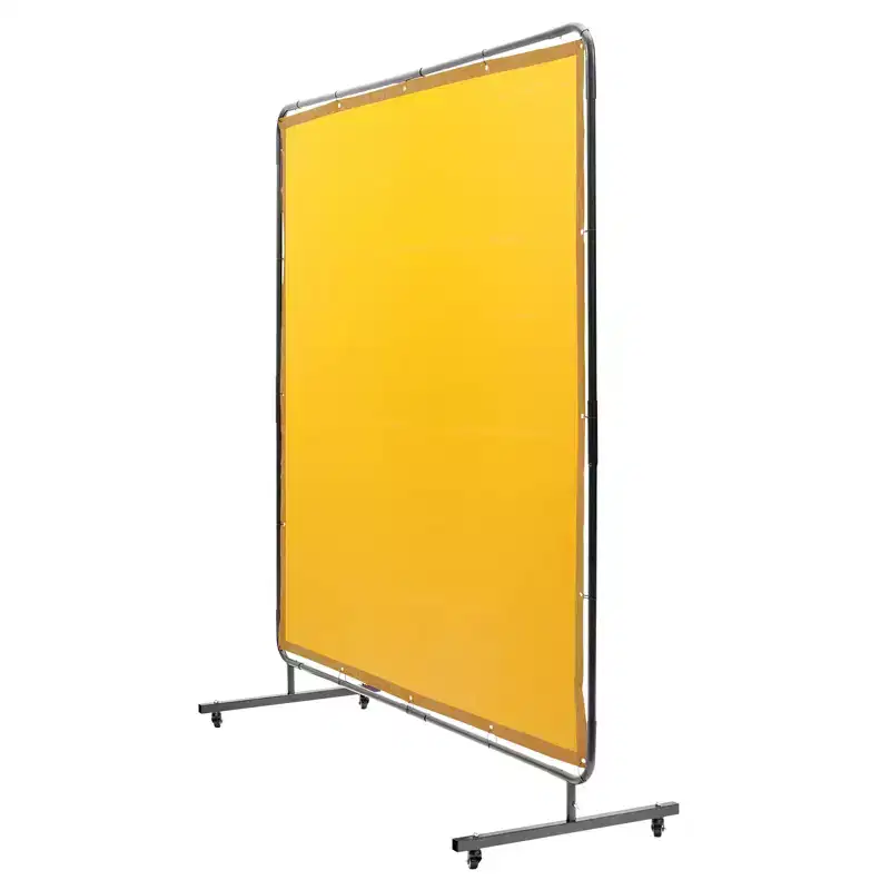 VEVOR Welding Screen with Frame, 6' x 6' Welding Curtain Screen, Flame-Resistant Vinyl Welding Protection Screen on 4 Swivel Wheel, Yellow