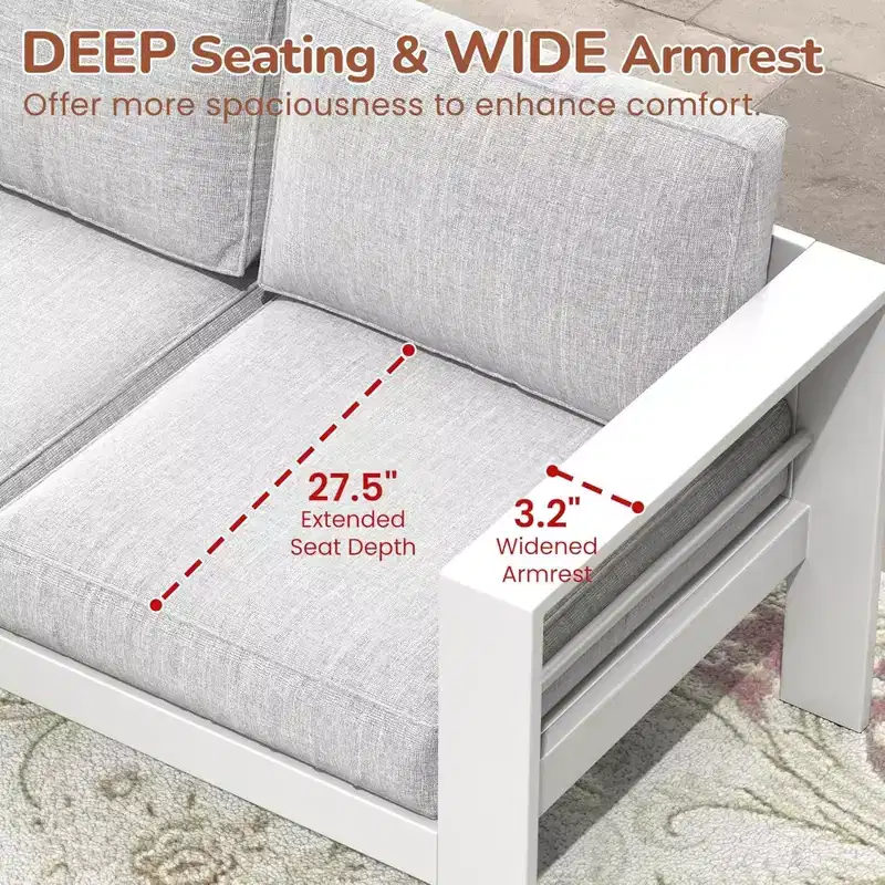 2-Pack 28 All-Weather Aluminum Patio Armchairs with Thick Cushions