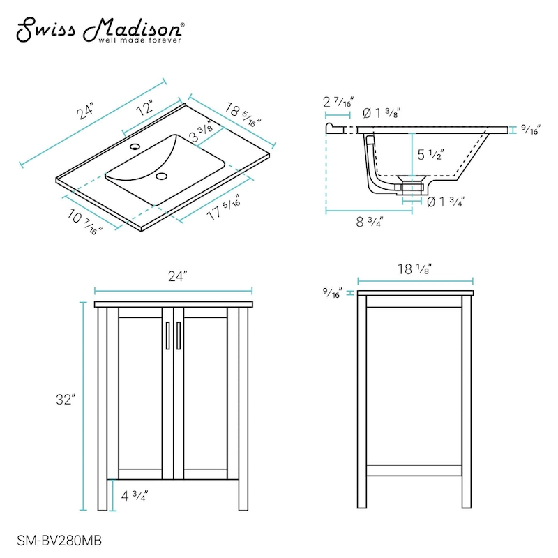 Avallon 24 Bathroom Vanity in Matte Black