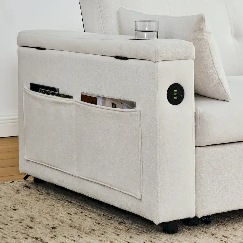 54 Pull-Out Sleeper Sofa Bed Double Seat Recliner Sofa Bed