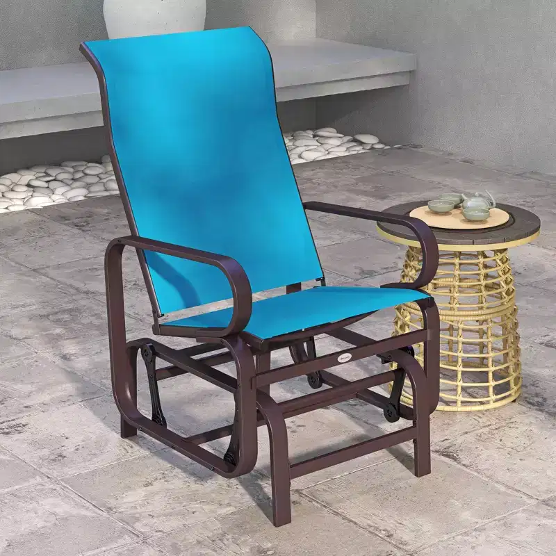 Gliding Lounger Chair, Single Rocker with Lightweight Metal & Mesh Construction
