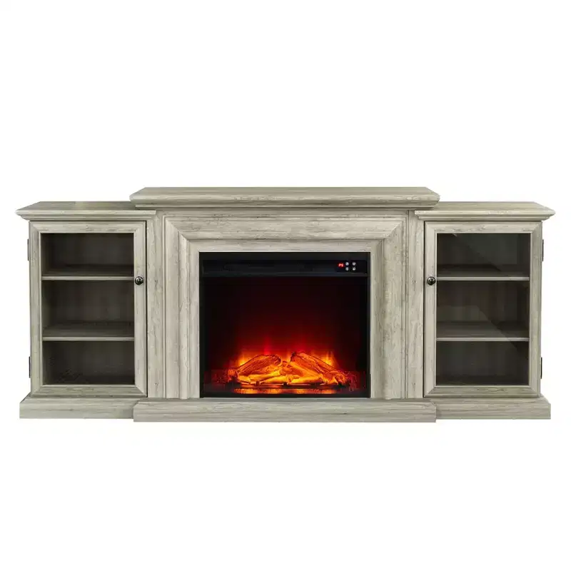 Vintage TV Stand for TVs up to 70" with Electric Fireplace - Festivo