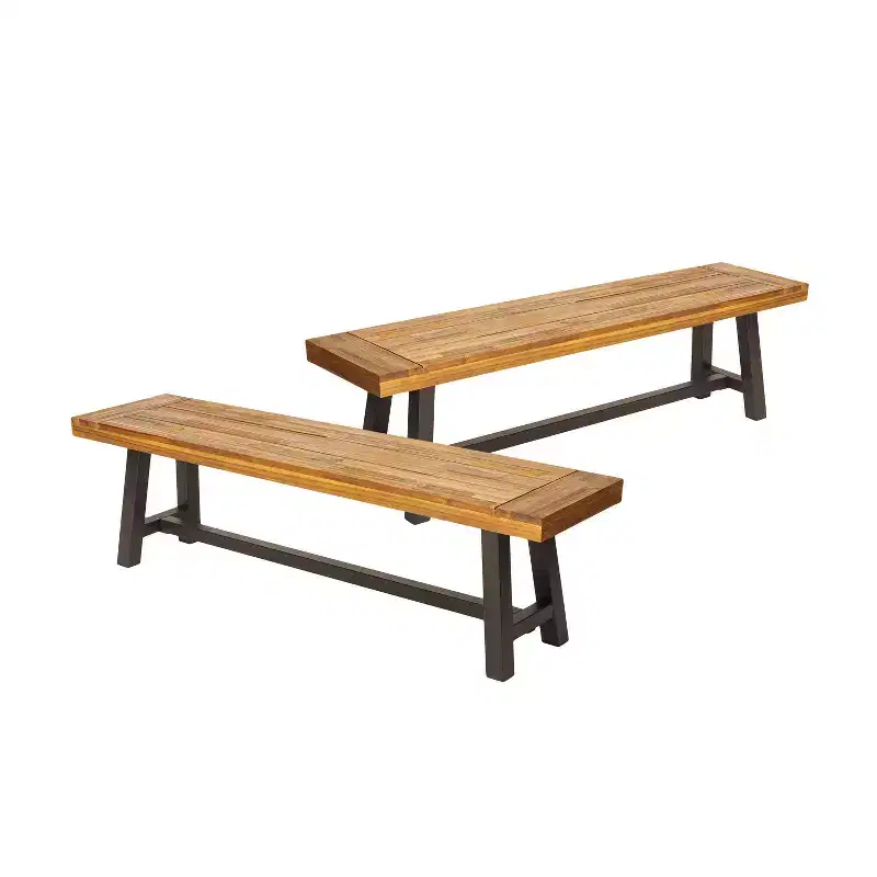 Christopher Knight Home 2pc Carlisle Outdoor Acacia Benches Sandblasted Brown/Rustic