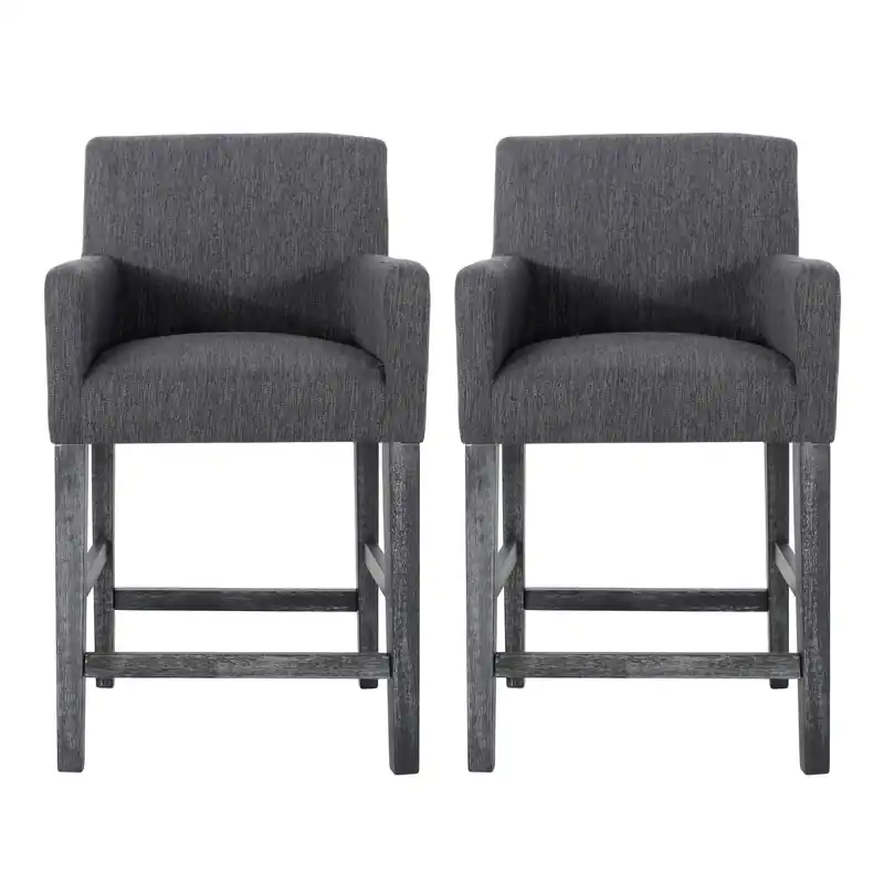 26 Seat Height Counter Stools With Upholstered Fabric And Solid Wood Legs