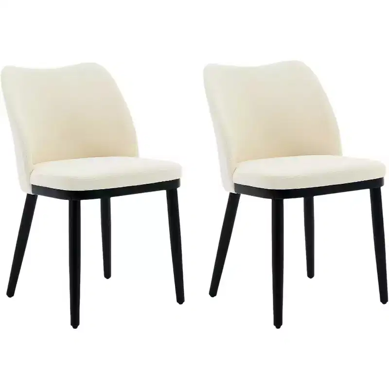 Dining Chairs Set of 2, Upholstered Fabric Side Chairs with Padded Seat and Wood Legs, Modern Dining Room Chairs for Kitchen, Living Room