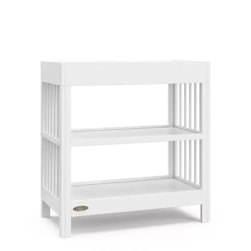 Baby Changing Table with Water-Resistant Pad & 2 Open Shelves – GREENGUARD Gold Certified, White