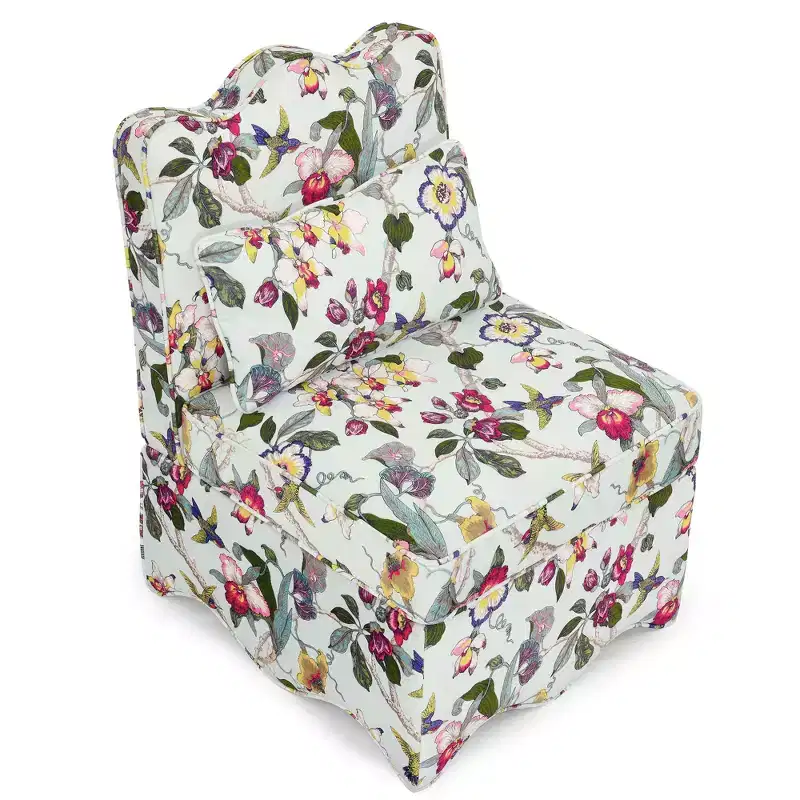 Flannel Single Dining Chair with Soft Cushion, Backrest & Matching Waist Pillow – No Armrests
